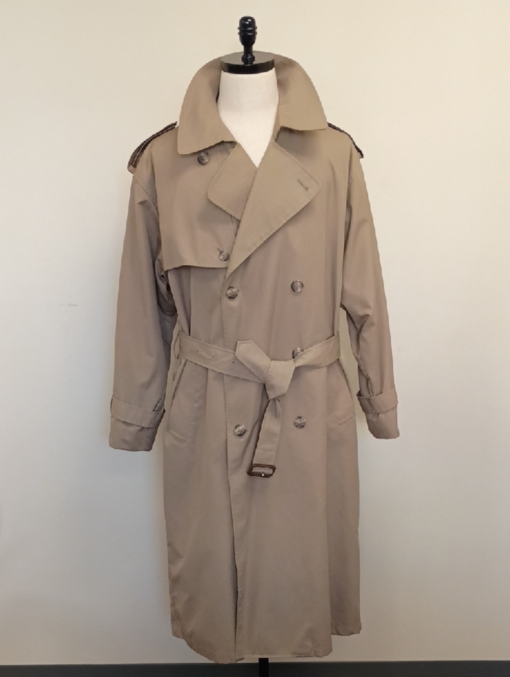 London Fog Vintage Khaki Trench Coat Belted Lined Double Breasted 40R